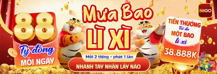 Mua Bao Lì Xì 88GO – Nhận thưởng tới 38.888K mỗi 2 tiếng